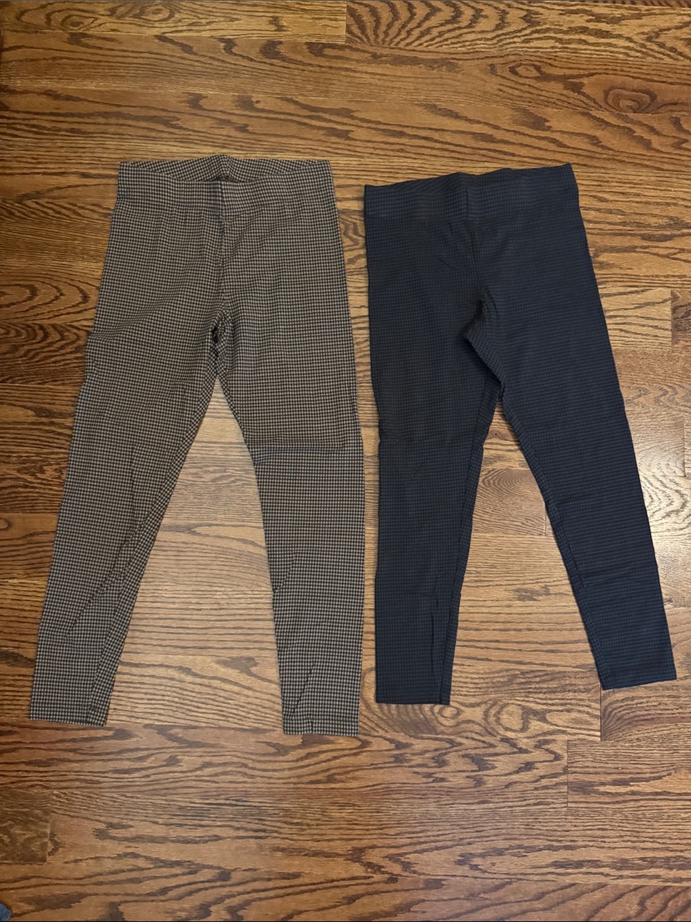 Two Pairs of Houndstooth Leggings - Black and Brown